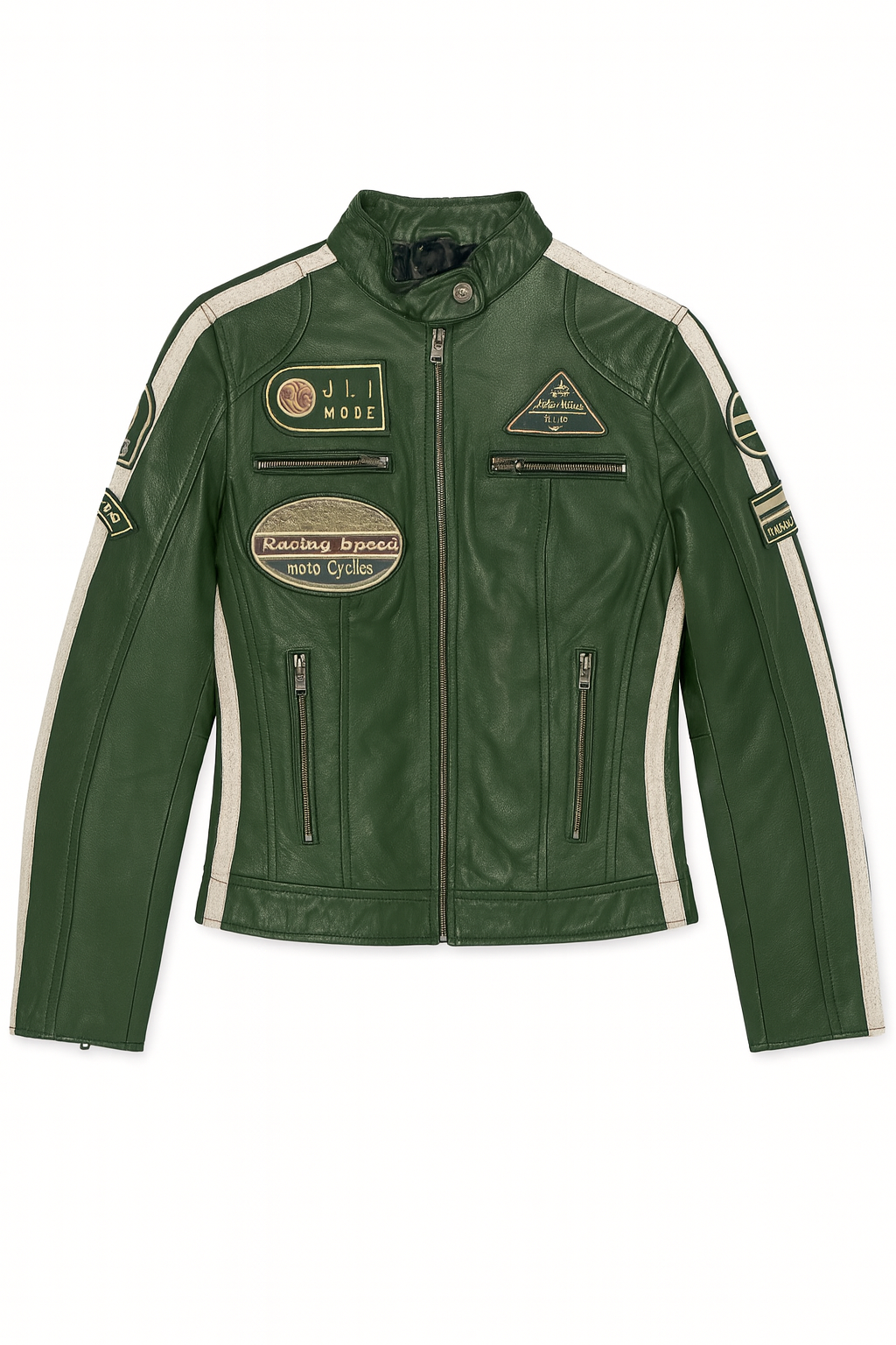Leather biker jacket - Green