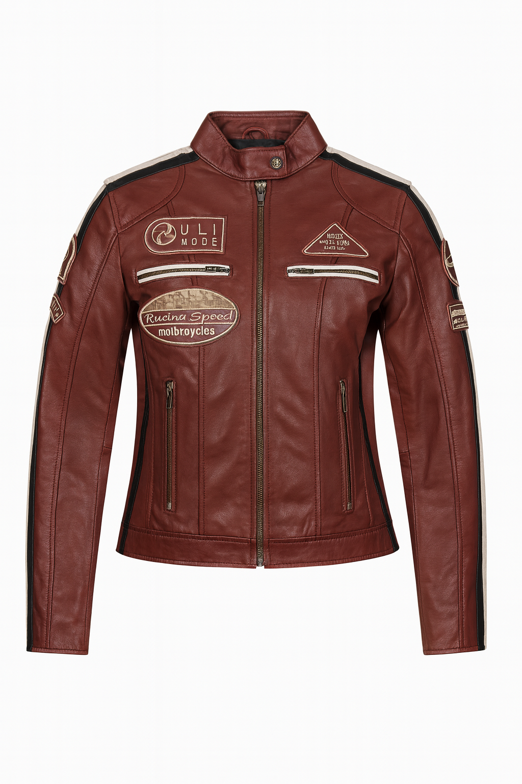 Leather biker jacket - Burgundy