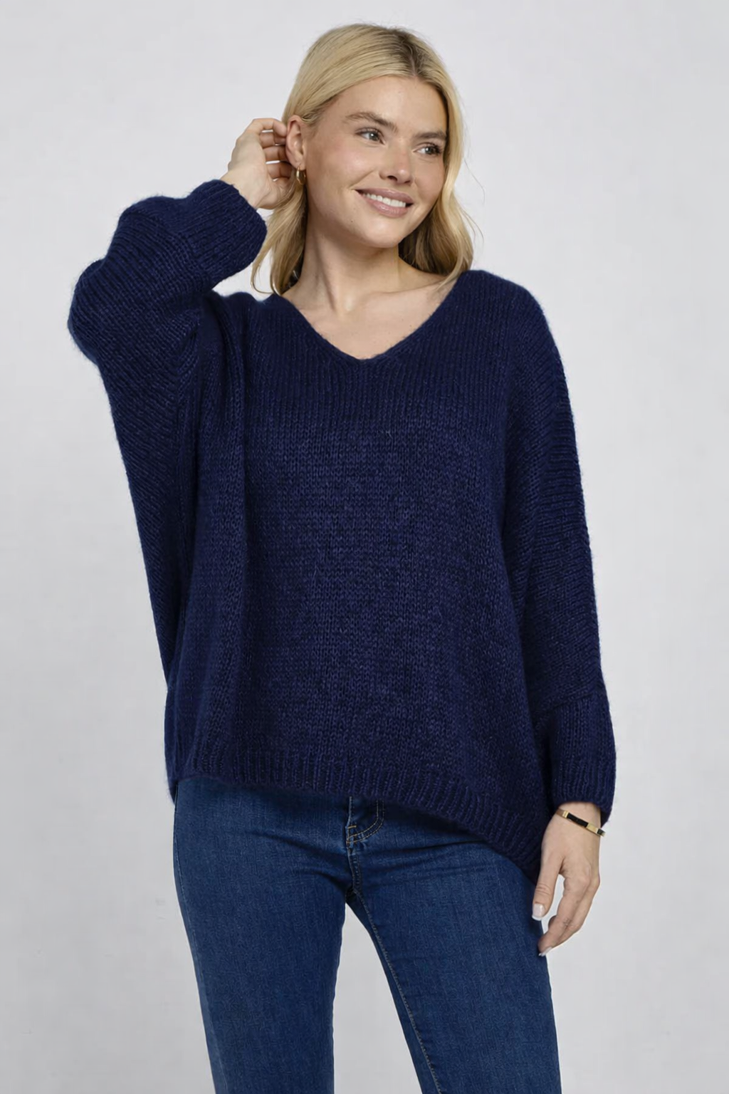 Mohair V neck jumper - Navy