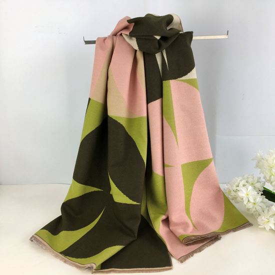 Pink & Green geometric pashmina