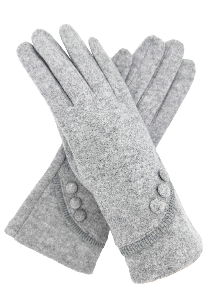 Plain button gloves - Grey