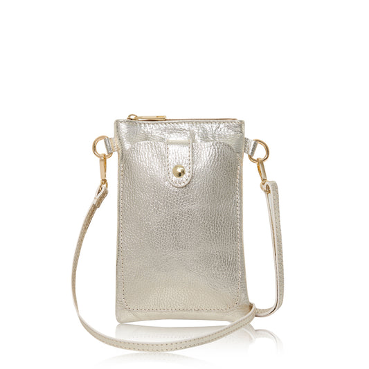 Ella - Popper front leather cross body bag