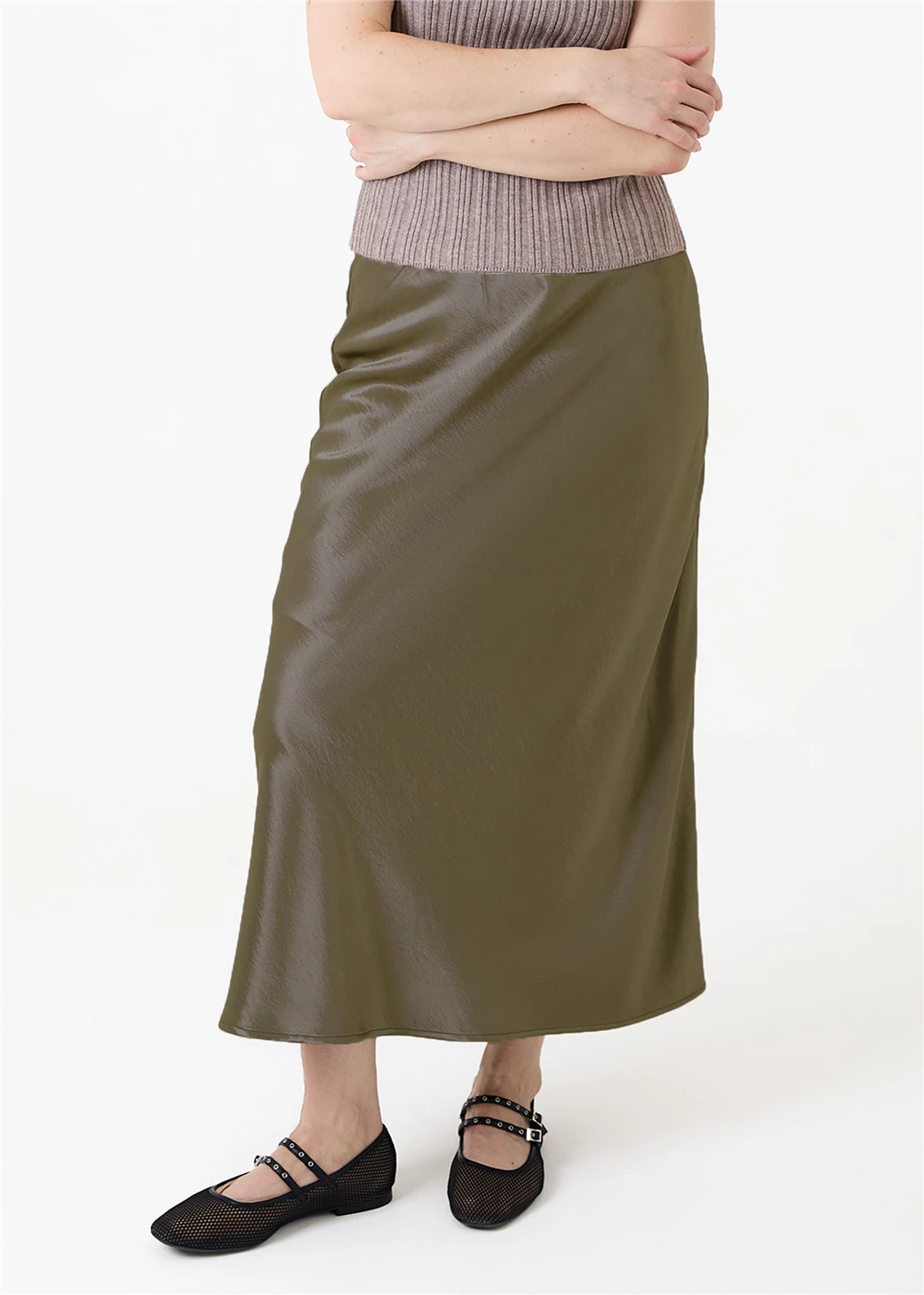 Satin skirt - Khaki