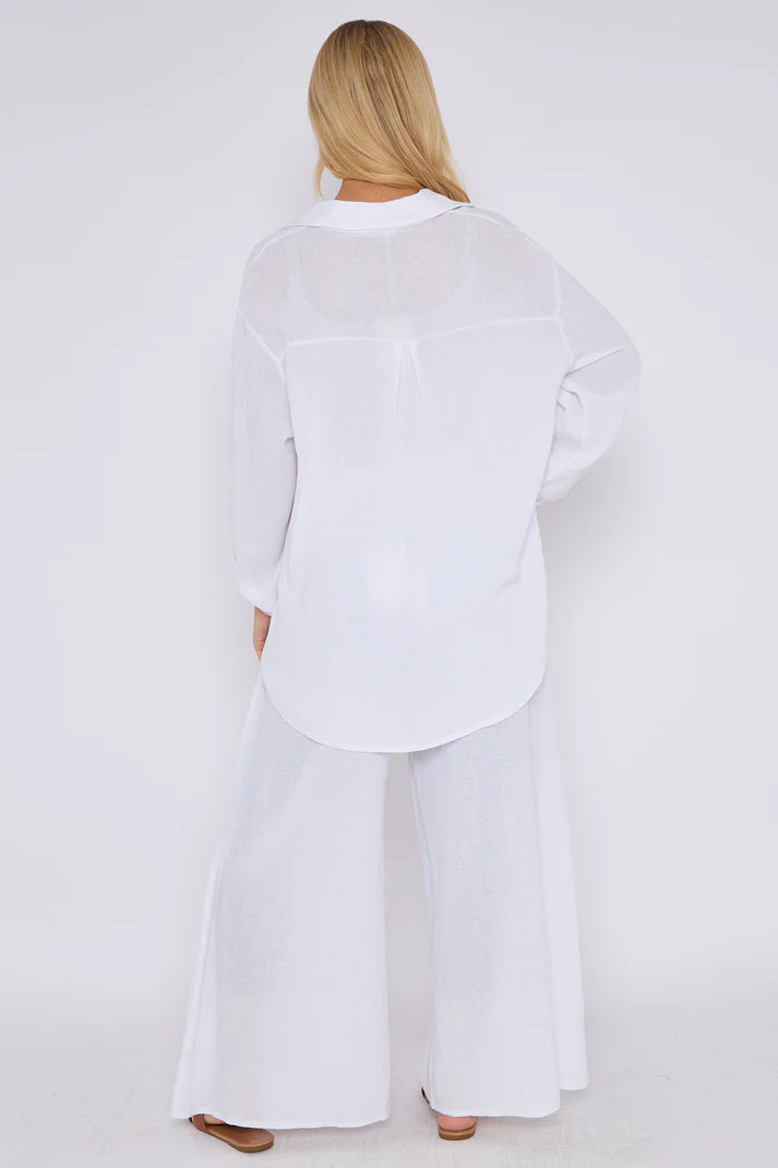 Linen oversized shirt - White