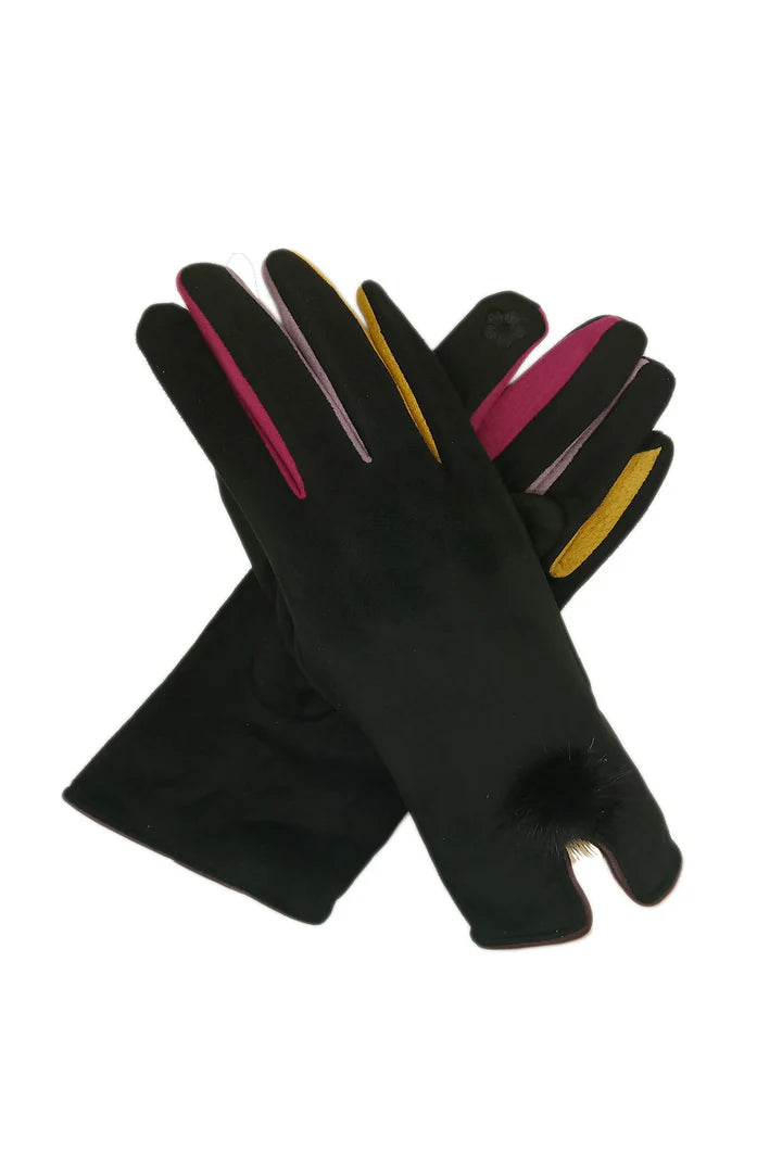 Pompom gloves - Black