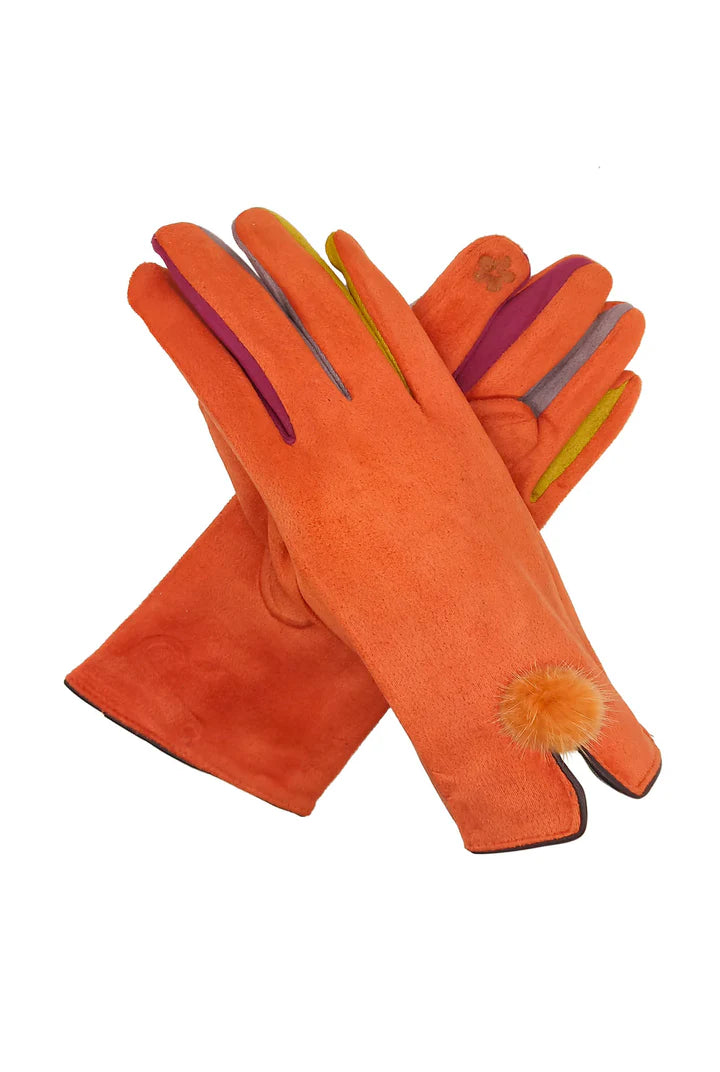 Pompom gloves - Orange