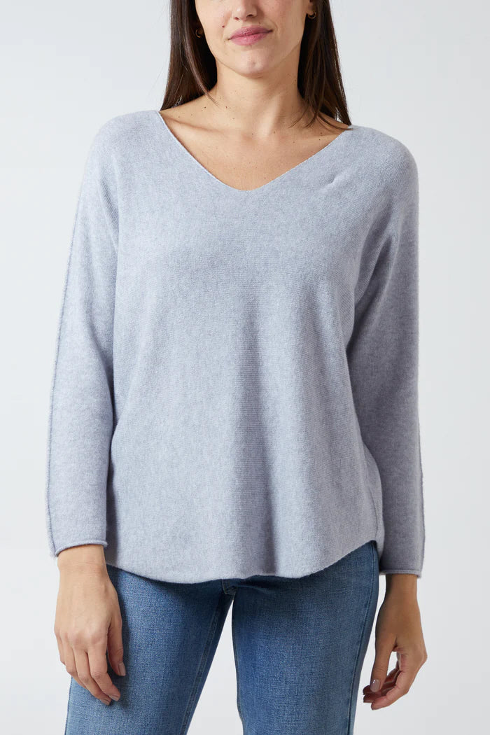 Pull bords francs - Gris pâle