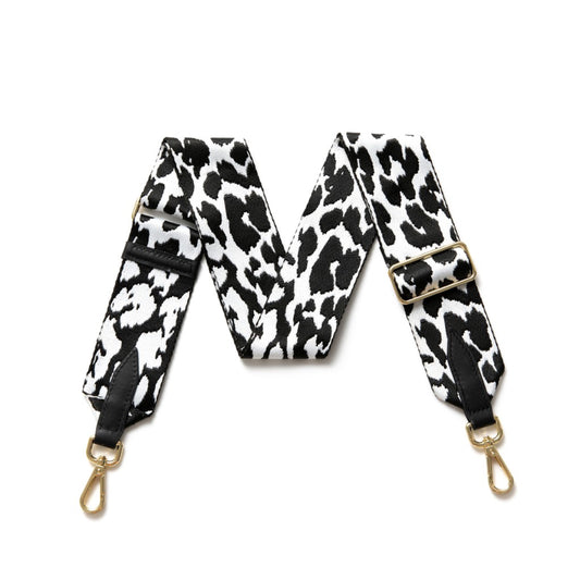 Black and white animal print bag strap