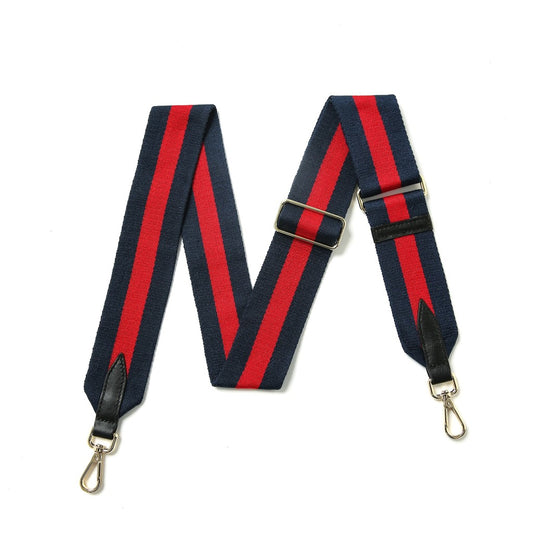 Navy & red stripe bag strap