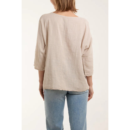 Relaxed 3/4 sleeve top - Beige