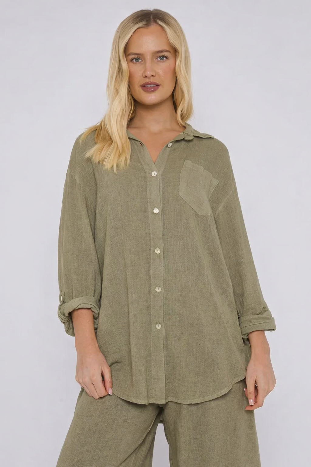 Linen oversized shirt - Khaki