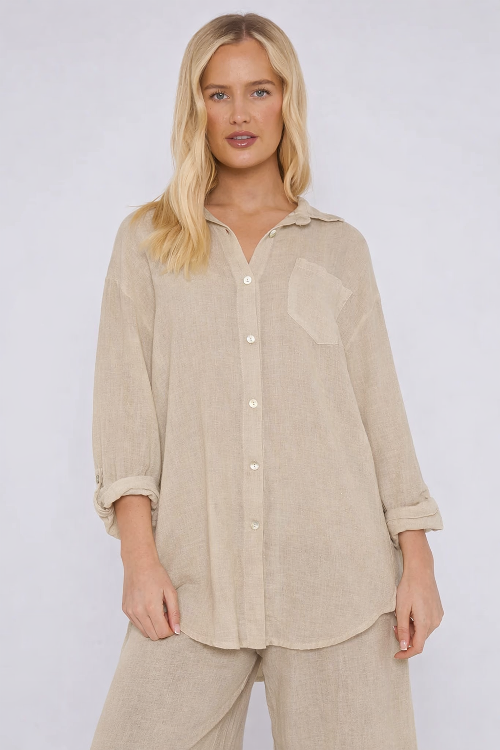 Linen oversized shirt - Beige