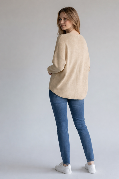 Waffle knit back top - Beige