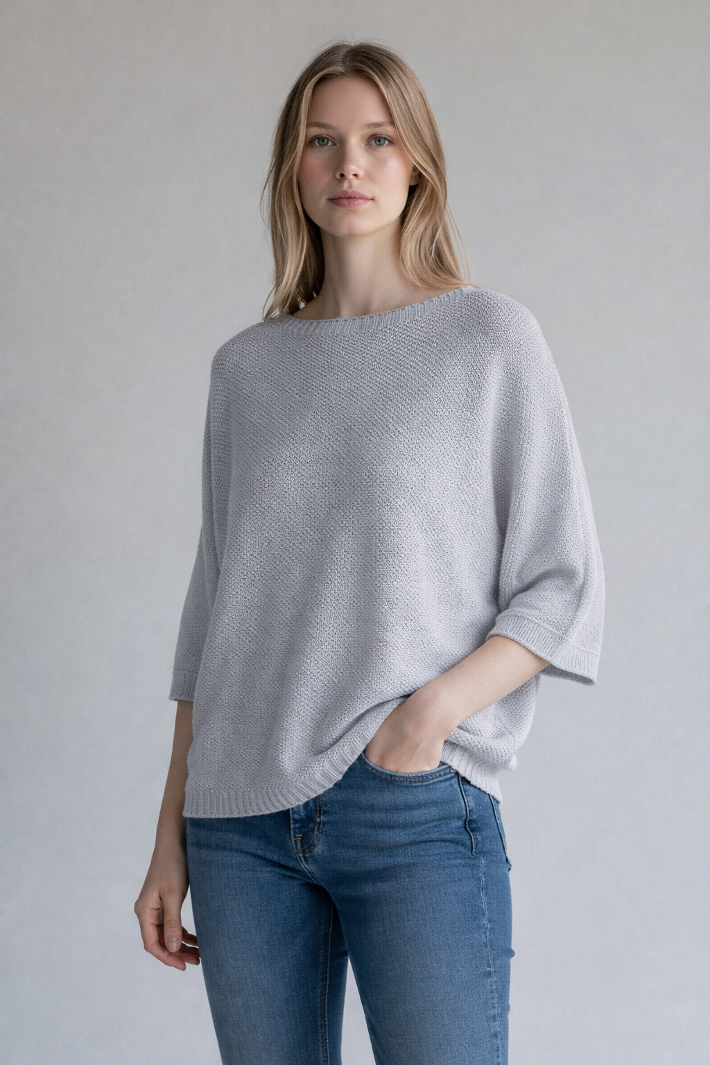 Half sleeve waffle top - Grey