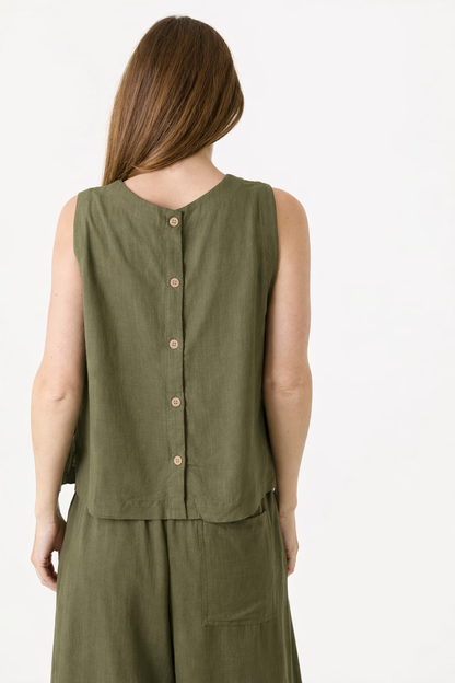 Linen vest - Khaki