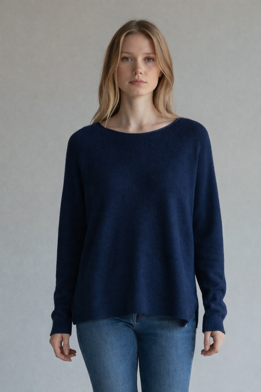 Waffle knit back top - Navy