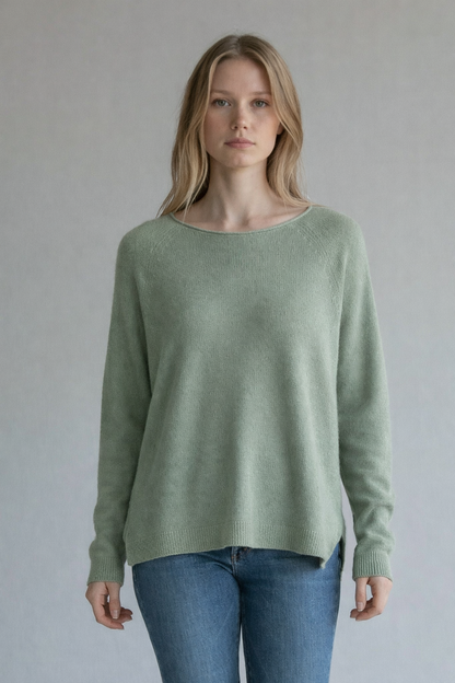 Waffle knit back top - Sage green
