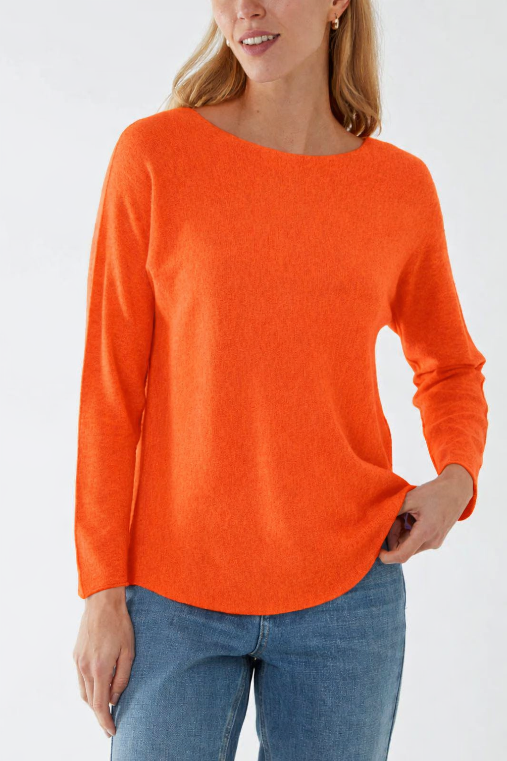 Crew-neck raw edge jumper - Orange