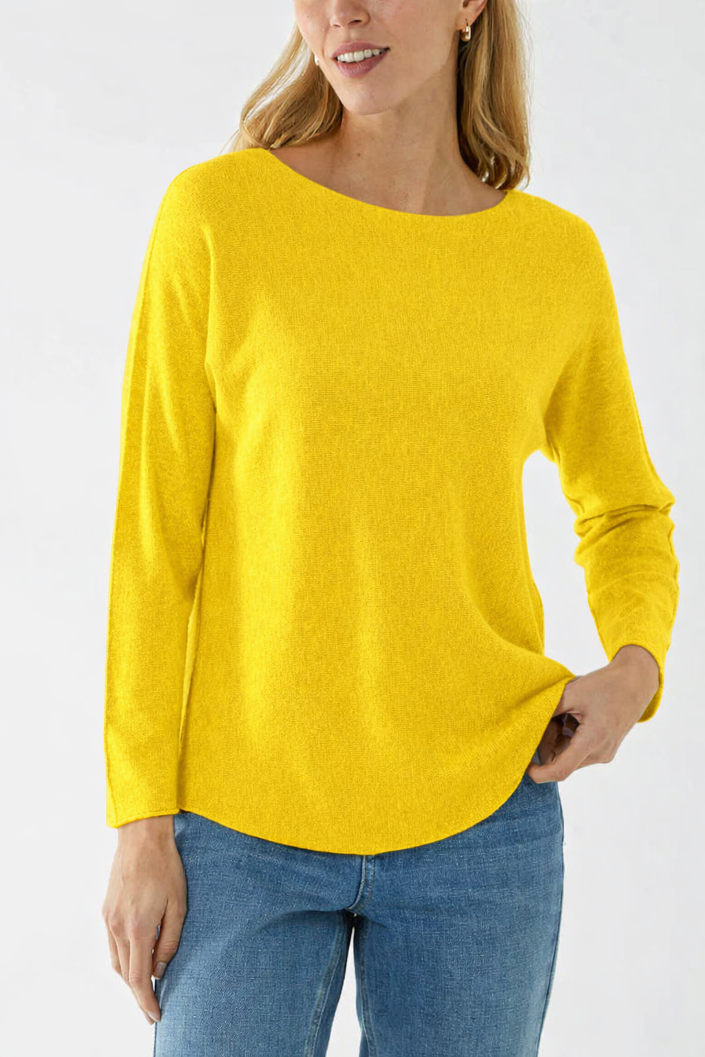 Crew-neck raw edge jumper - Yellow