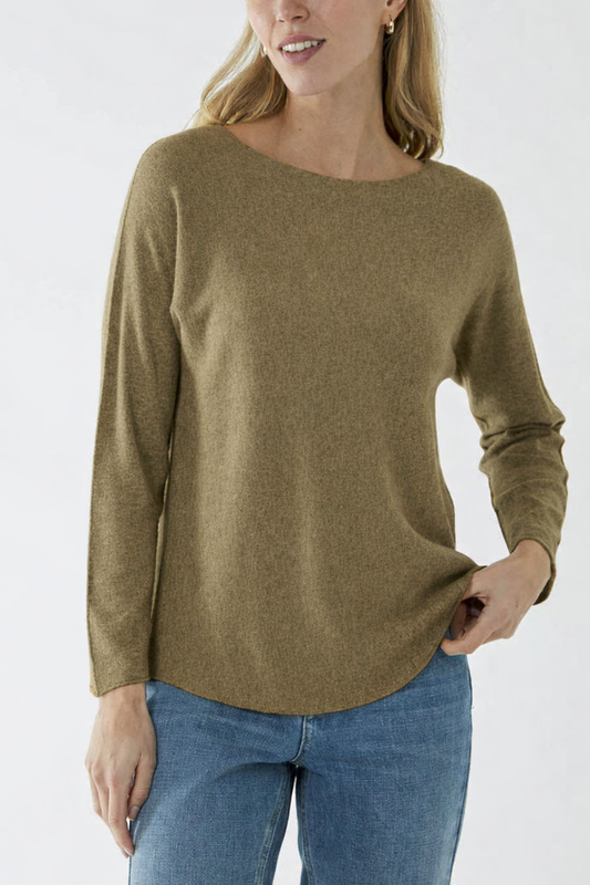 Crew-neck raw edge jumper - Khaki