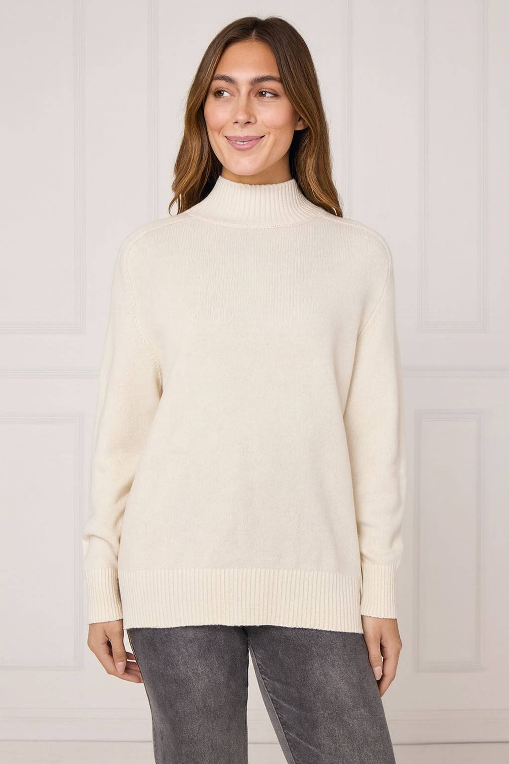High neck jumper - Cream