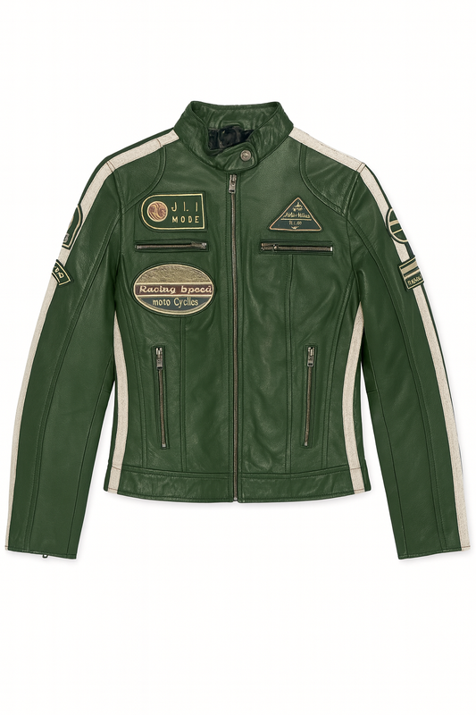 Leather biker jacket - Green