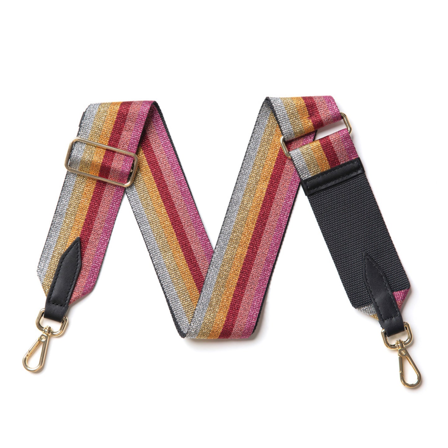 Rainbow glitter stripe bag strap