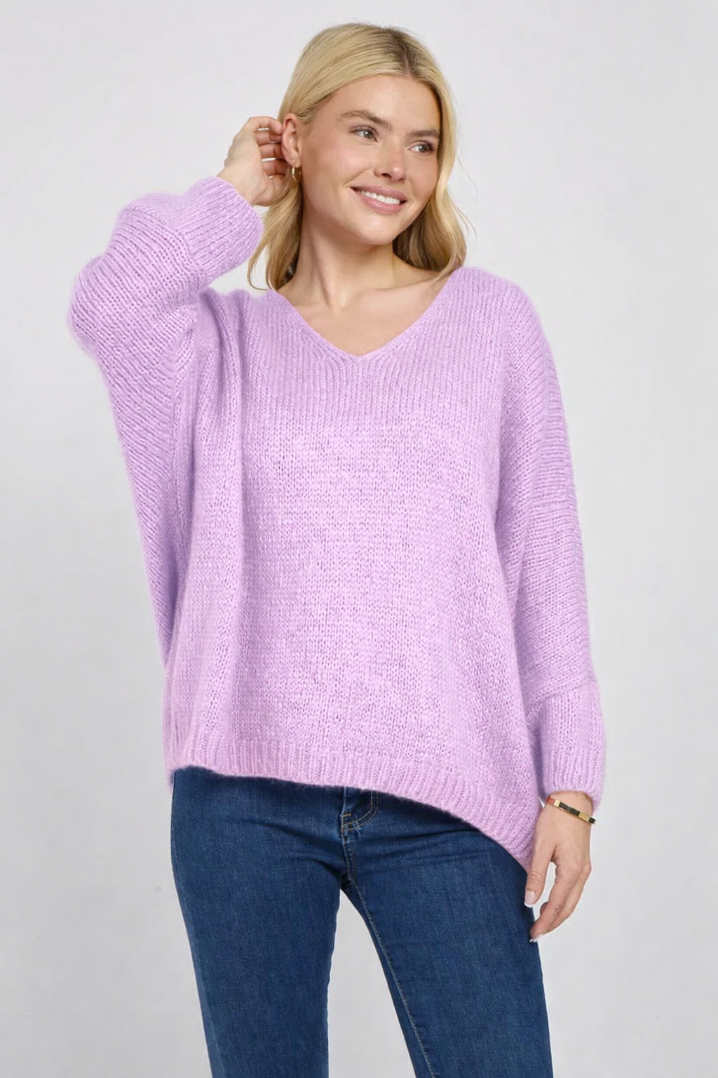 Mohair V neck jumper - Lilac