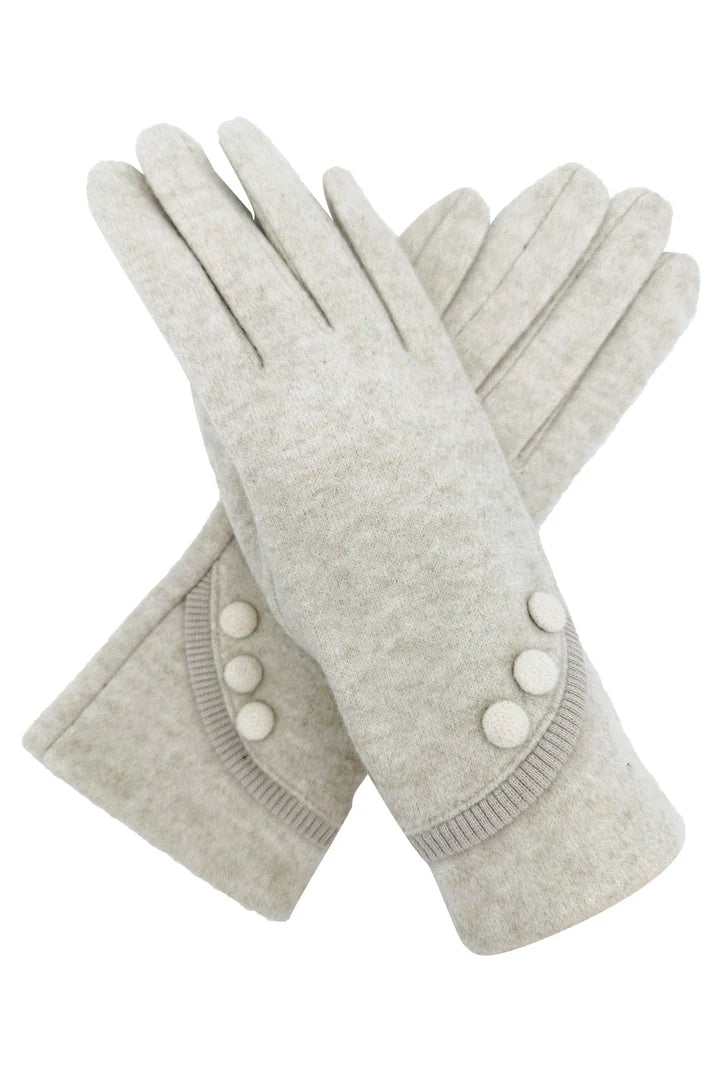 Plain button gloves - Beige