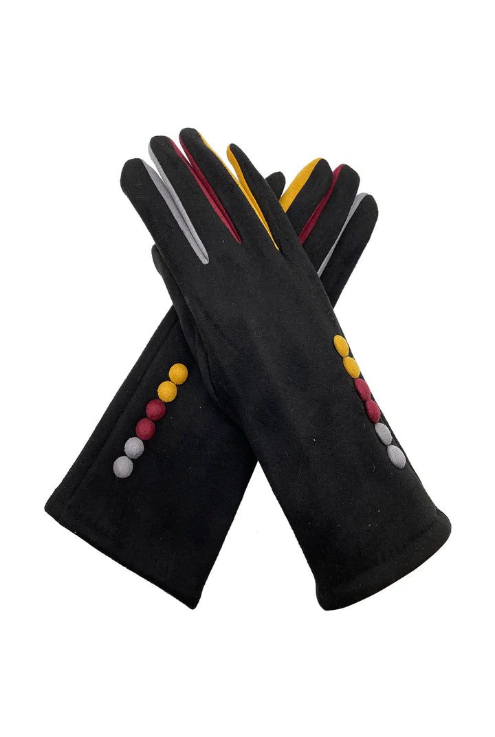 Button gloves - Black
