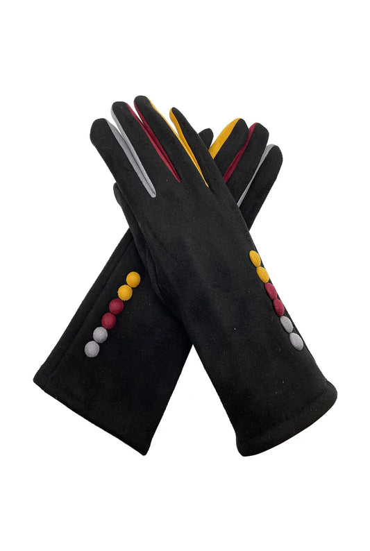 Button gloves - Black