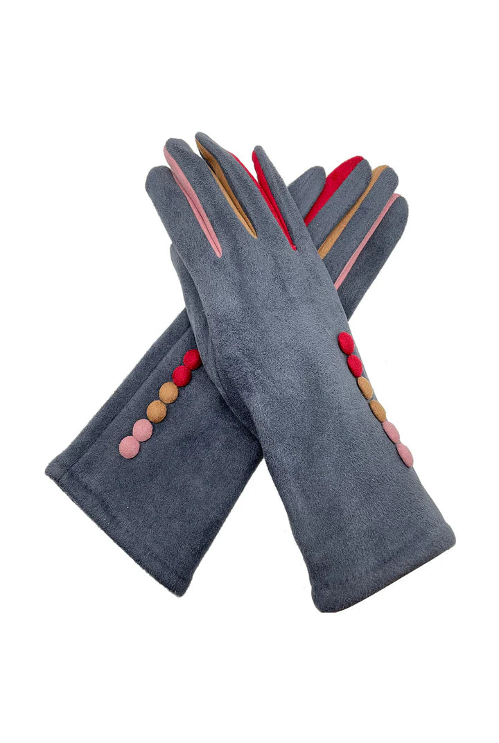 Button gloves - Grey
