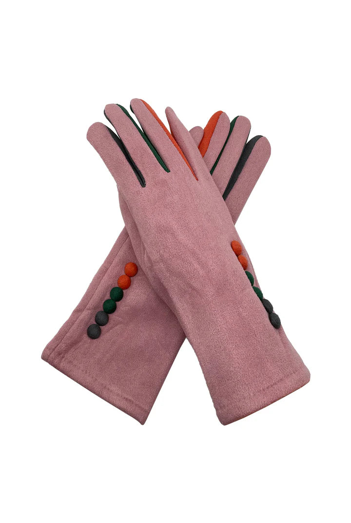 Button gloves - Pink