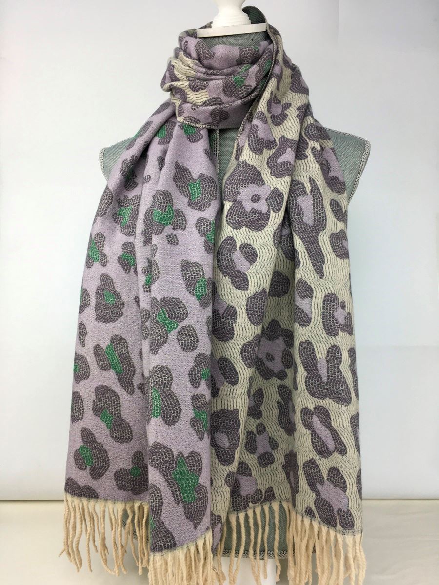 Leopard print pashmina - Lilac