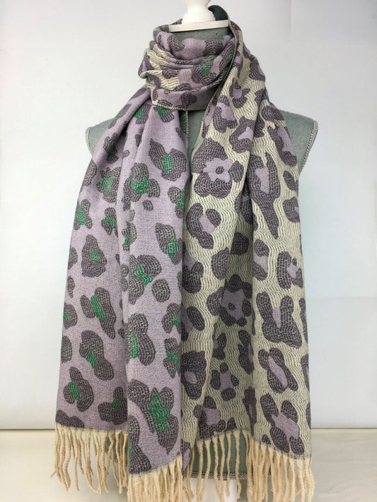 Leopard print pashmina - Lilac