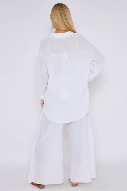 Linen oversized shirt - White