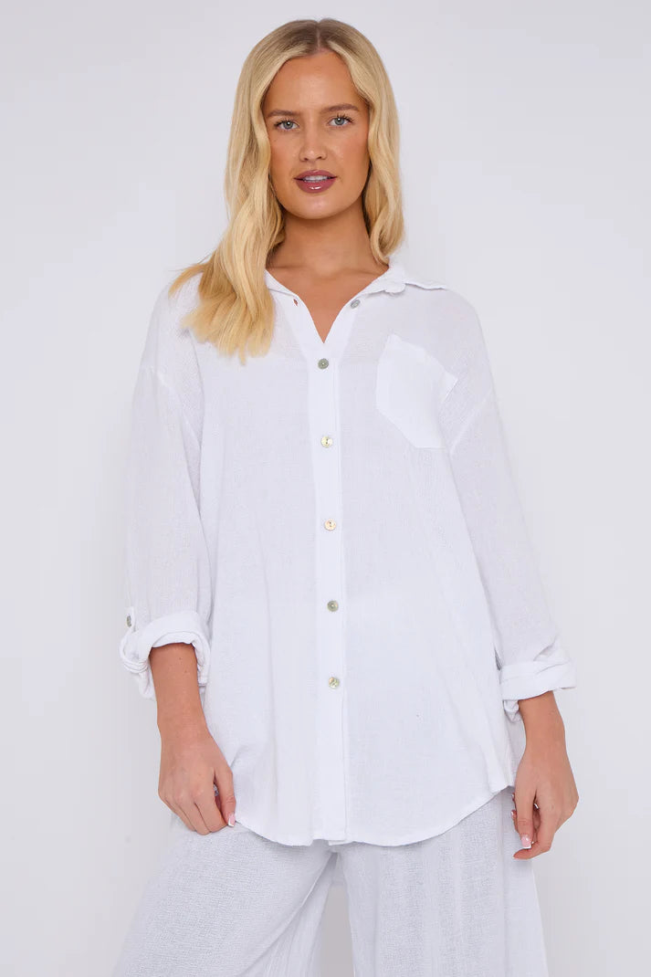 Linen oversized shirt - White