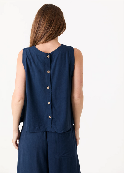 Linen vest - Navy