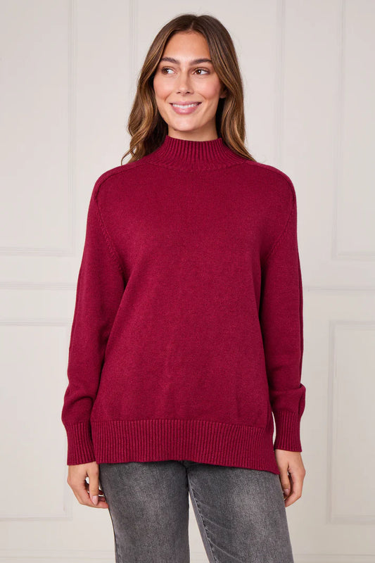 High neck jumper - Burgundy