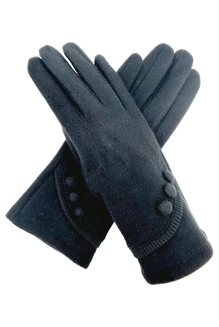 Plain button gloves - Navy
