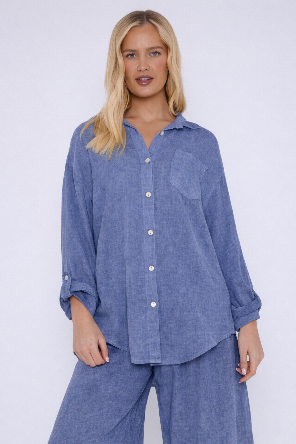 Linen oversized shirt - Navy