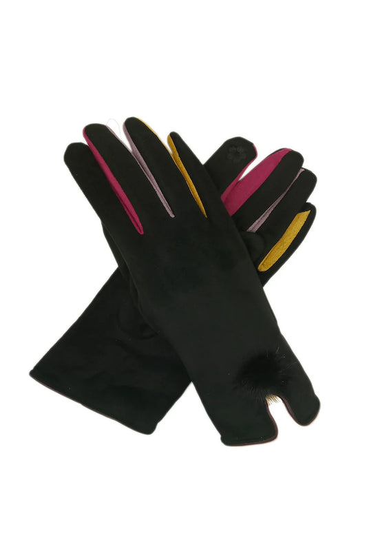 Pompom gloves - Black