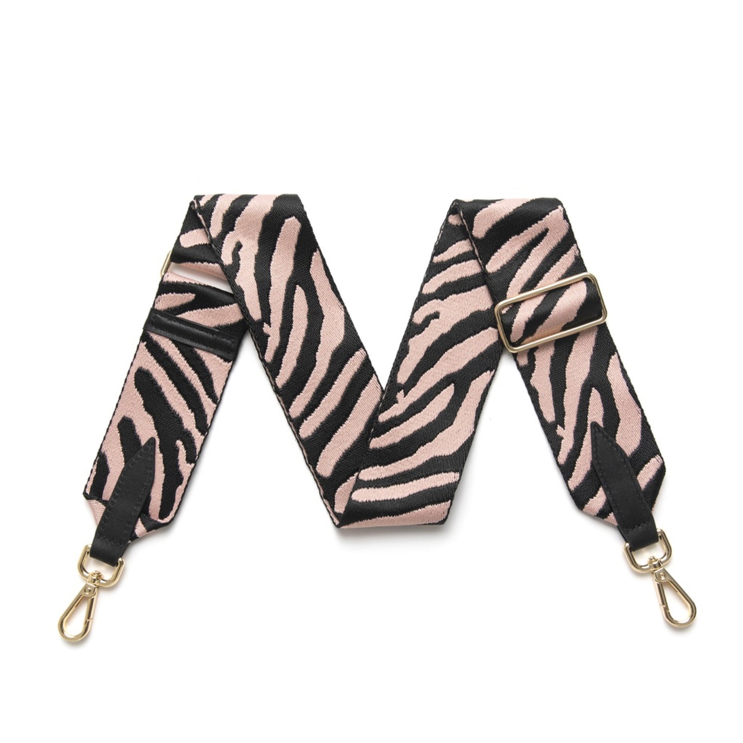 Pink zebra print bag strap