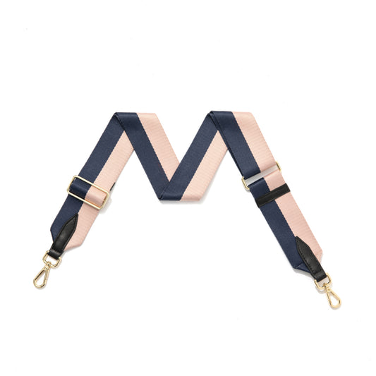 Baby pink and navy stripe bag strap