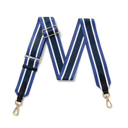 Royal blue stripe bag strap
