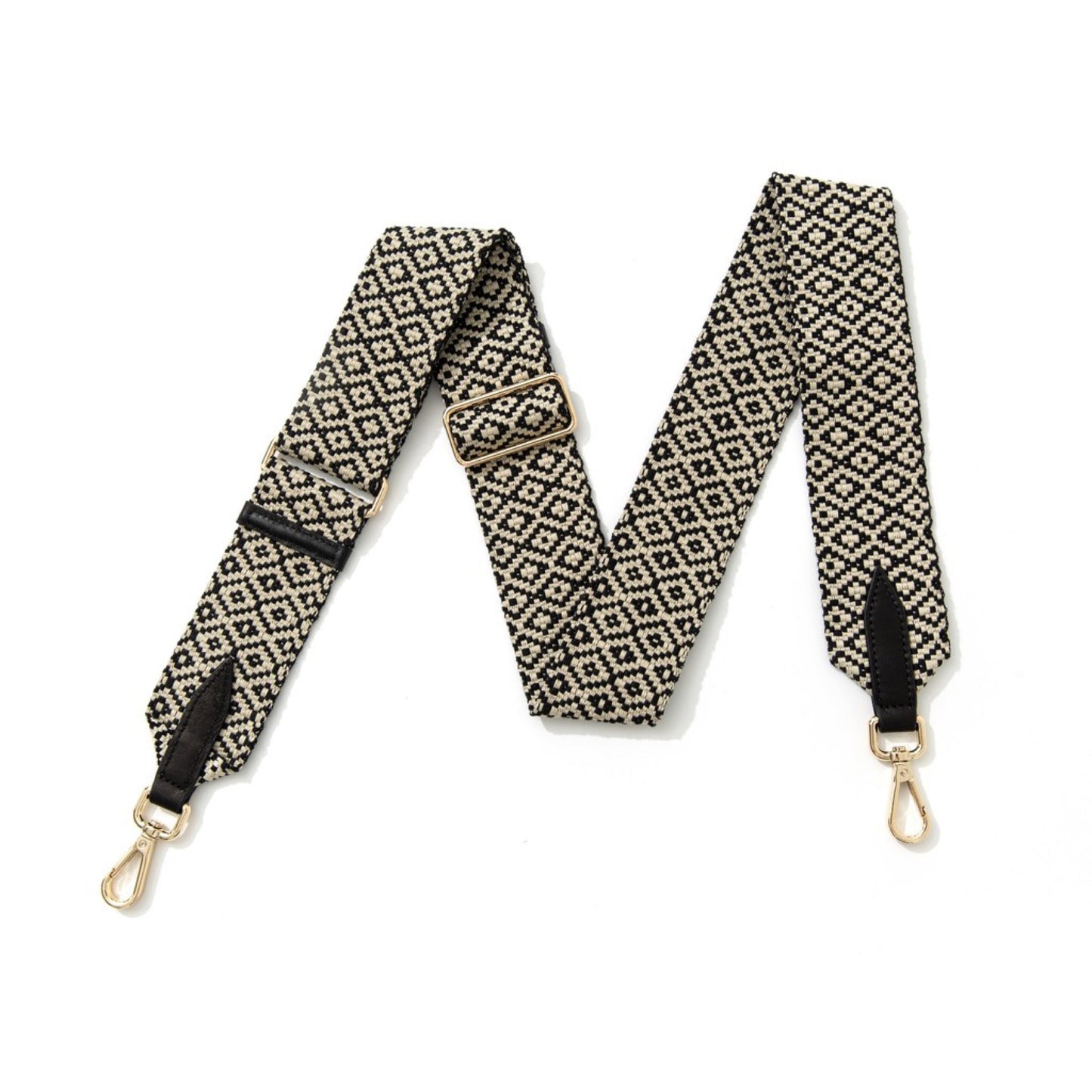 Black and beige abstract bag strap